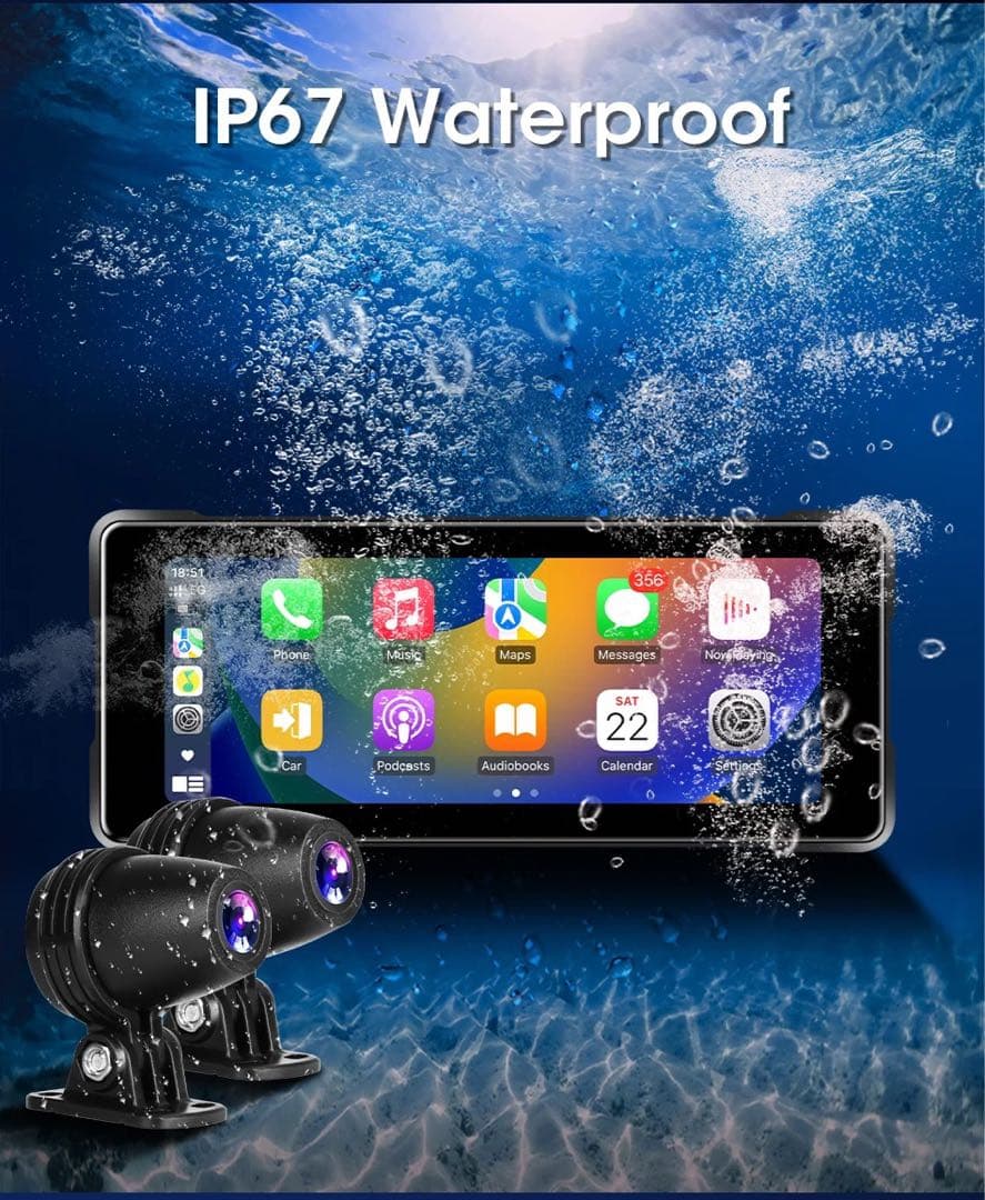 ②【前後ドライブレコーダー】大画面6.86インチ バイク用 モトスマートモニタ