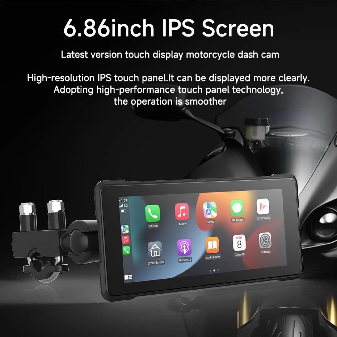 ②【前後ドライブレコーダー】大画面6.86インチ バイク用 モトスマートモニタ