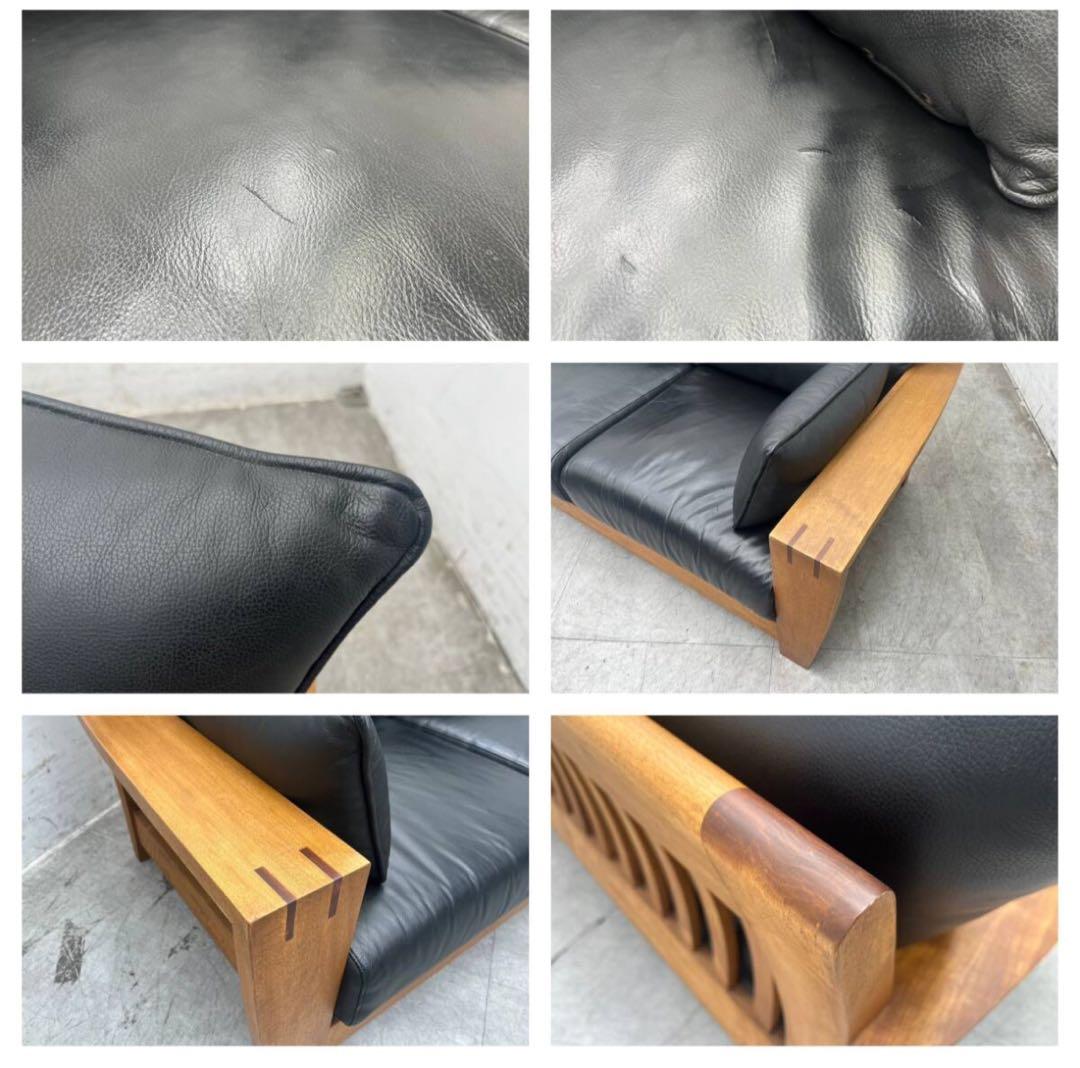 地域無料配送、美品ACTUSアクタスBOSCOボスコ本革レザー3Pソファ28万