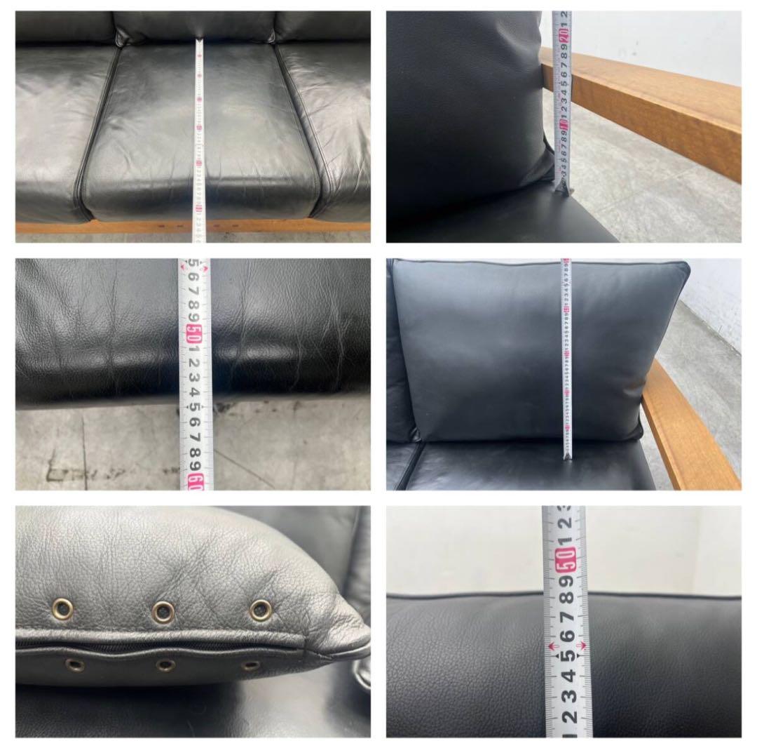 地域無料配送、美品ACTUSアクタスBOSCOボスコ本革レザー3Pソファ28万