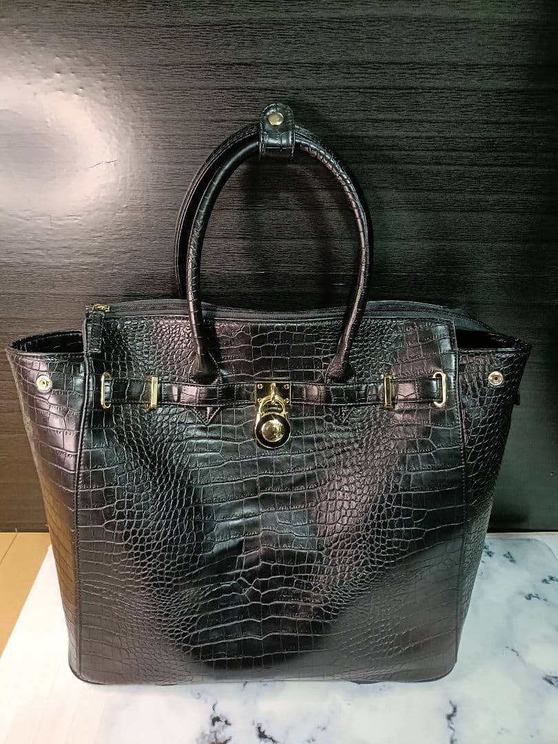 cooco クーコ　クロコ型押しキャリーカート　アルミハンドル　2way 黒