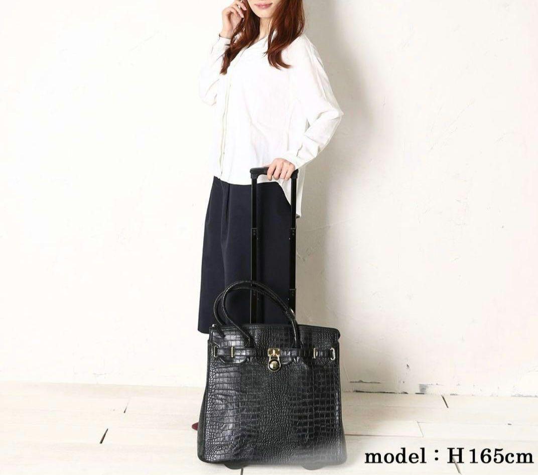 cooco クーコ　クロコ型押しキャリーカート　アルミハンドル　2way 黒