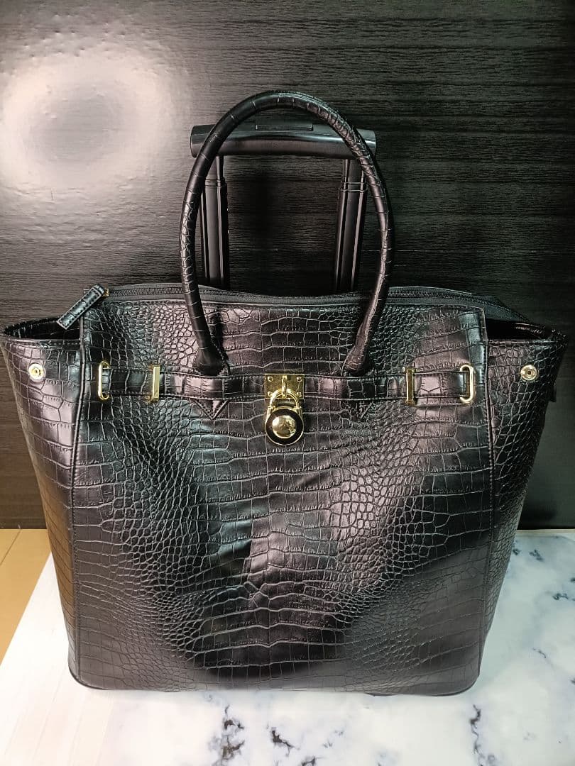 cooco クーコ　クロコ型押しキャリーカート　アルミハンドル　2way 黒