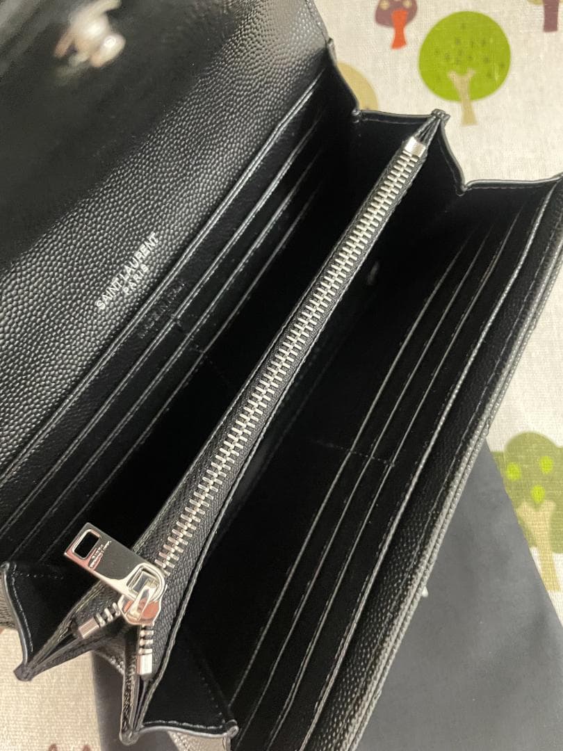 ブラック×シルバー/即買推奨！二つ折り長財布 サンローラン 長財布