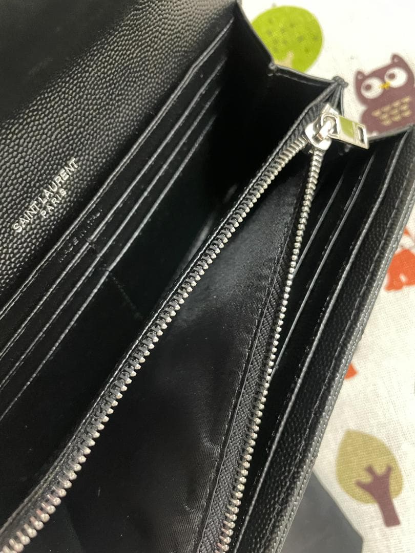 ブラック×シルバー/即買推奨！二つ折り長財布 サンローラン 長財布