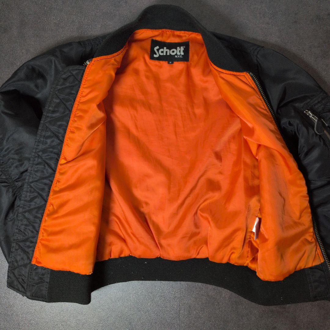 入手困難 Schott ショット MA-1 フライトジャケット 短丈 黒 F