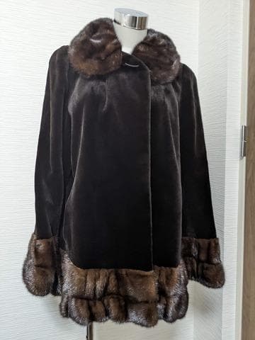 A730 GRES　サガミンク　フリル　シェアードミンク　フレアー　コート