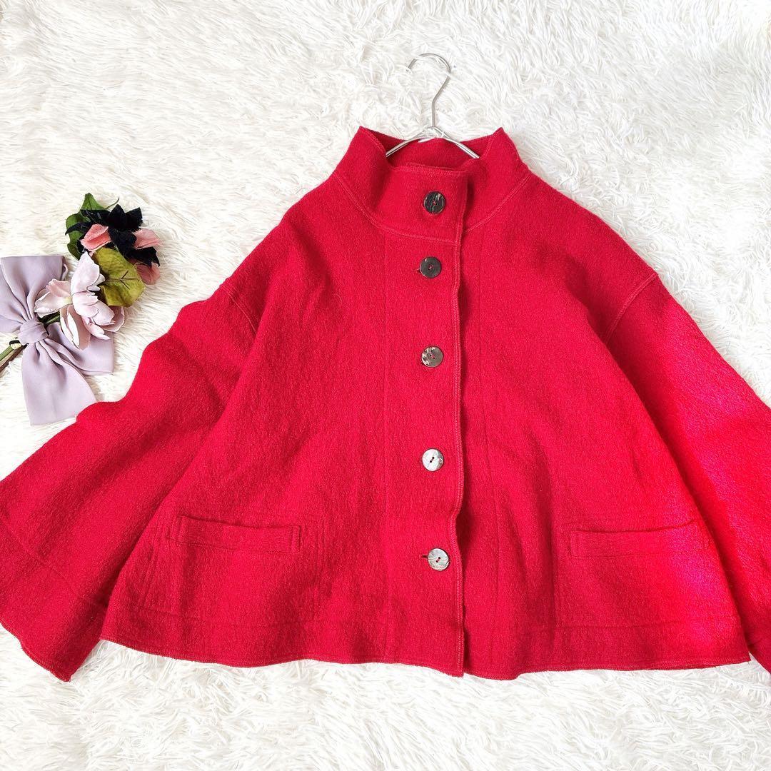 ヤッコマリカルド　ウールフェルトショート丈ジャケット　レッド　アウター　コート