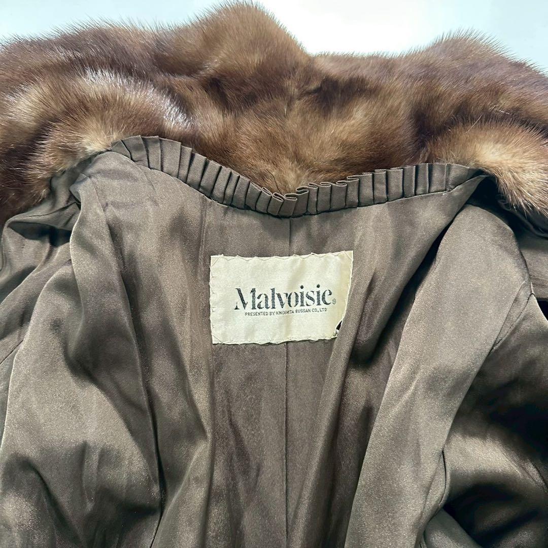 ツヤ◎毛並み◎デミバフミンク ファーコート 丸襟 Aライン　本毛皮　なめし柔らか