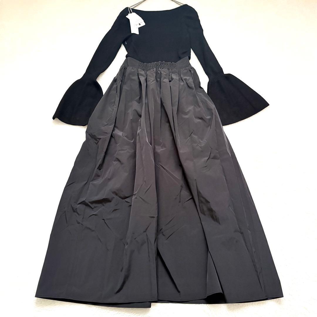 【新品タグ付き】ラグナムーン　ドッキングタフタニットワンピース　ブラック　洗濯◎