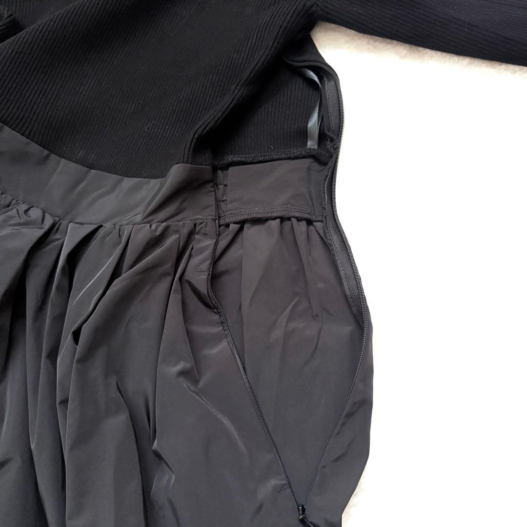 【新品タグ付き】ラグナムーン　ドッキングタフタニットワンピース　ブラック　洗濯◎