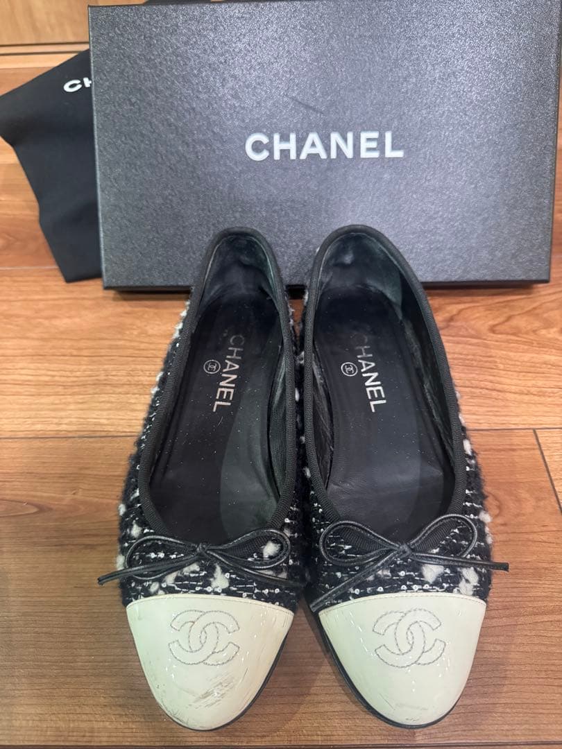 CHANELツイードバレエシューズ靴24