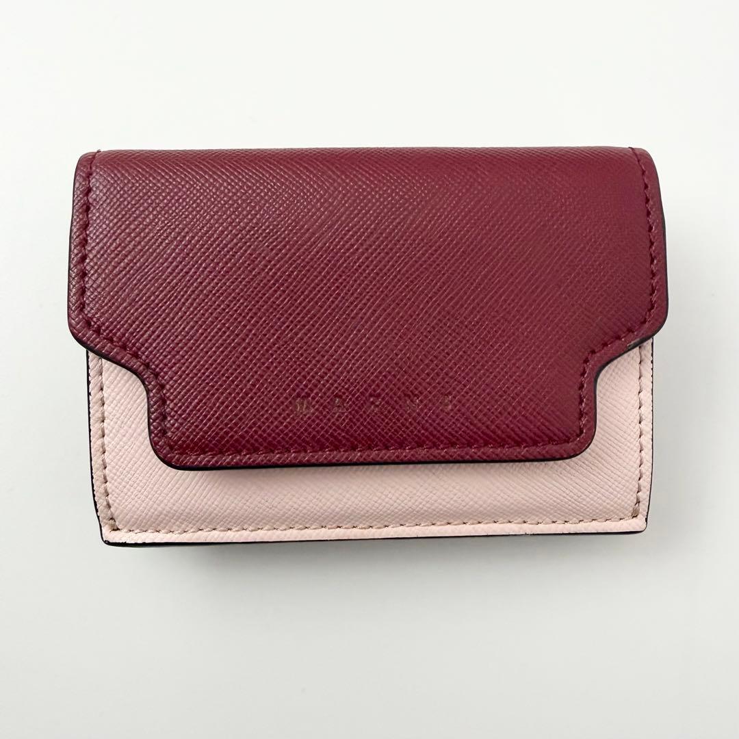 マルニ レザー三つ折財布 布袋 箱付き