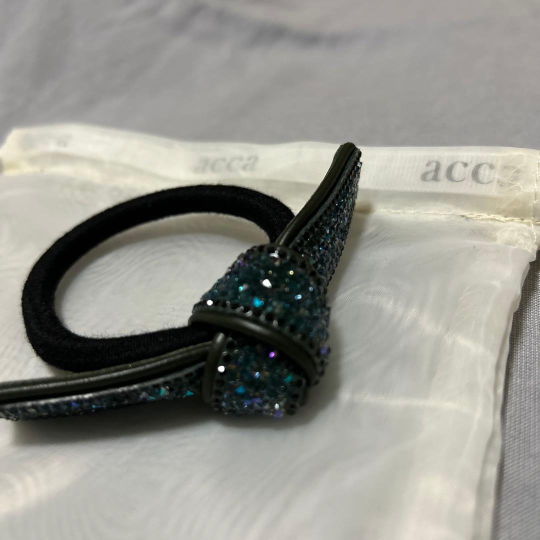 【新品未使用】acca ブルーブラックリボン型ヘアゴム