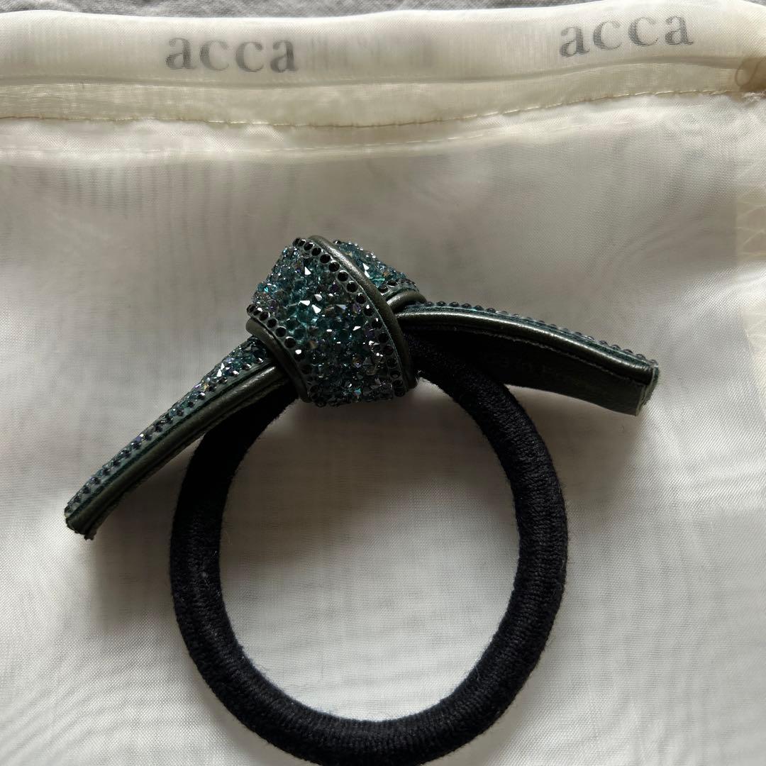 【新品未使用】acca ブルーブラックリボン型ヘアゴム