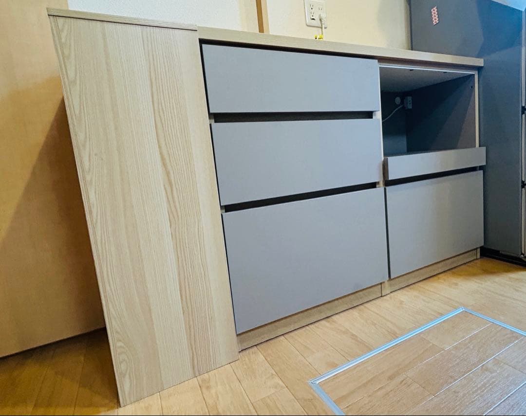 【送料込】Atom カップボード　キッチンボード＋ゴミ箱セット