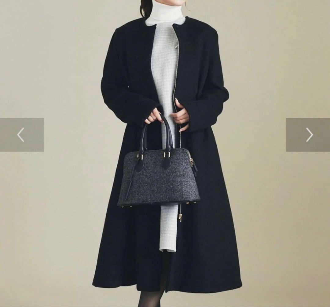 haruhiroine |サイドベルトロングコート ブラック|匿名配送