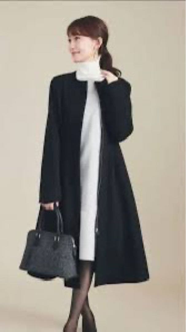 haruhiroine |サイドベルトロングコート ブラック|匿名配送