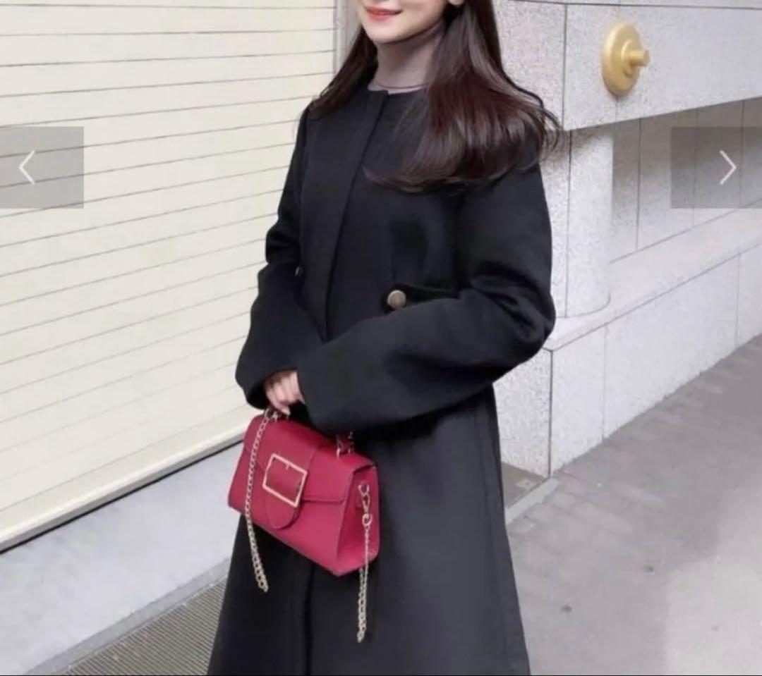 haruhiroine |サイドベルトロングコート ブラック|匿名配送