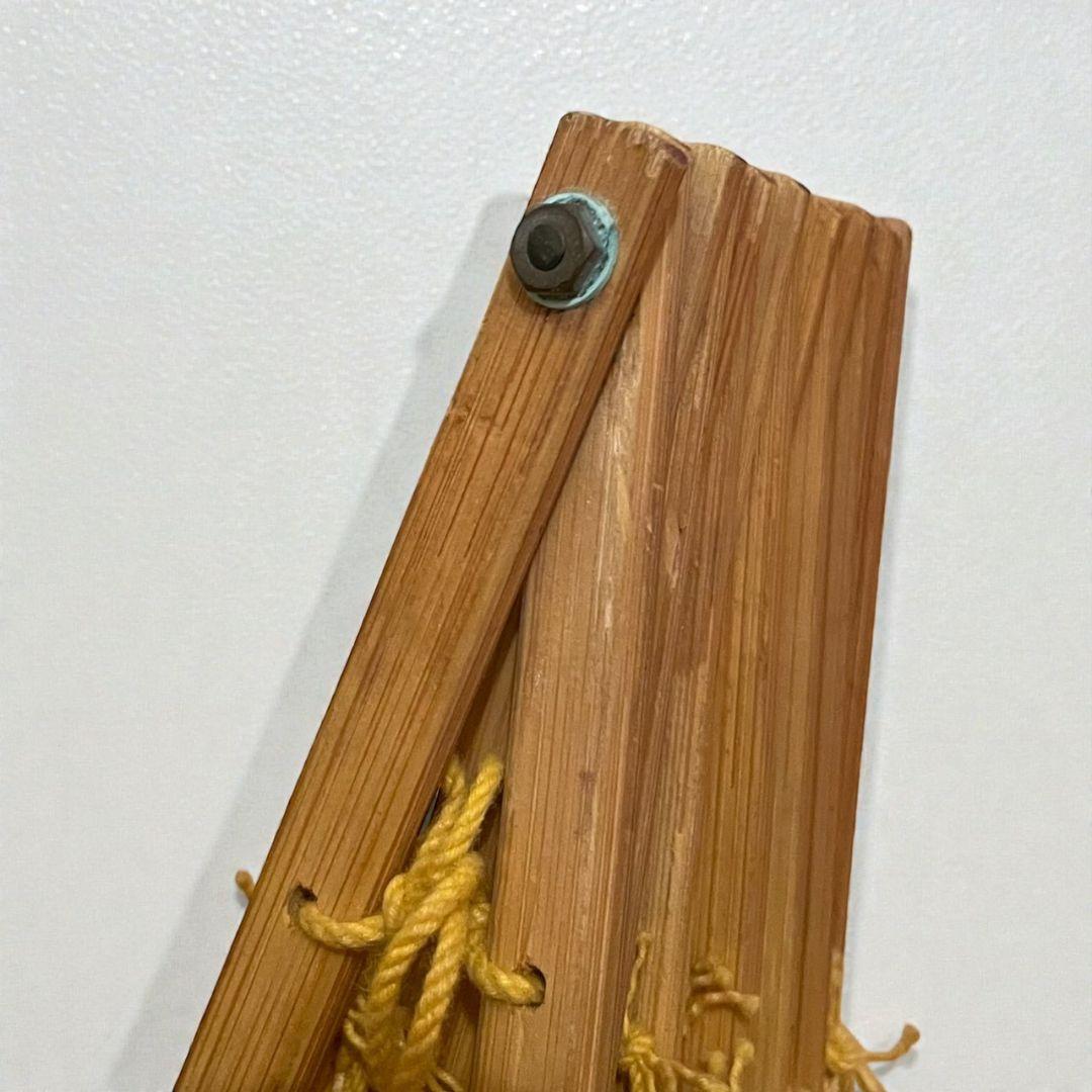 折りたたみかごバッグ　ピーコックバッグ　ヴィンテージ　レトロ　竹　イエロー