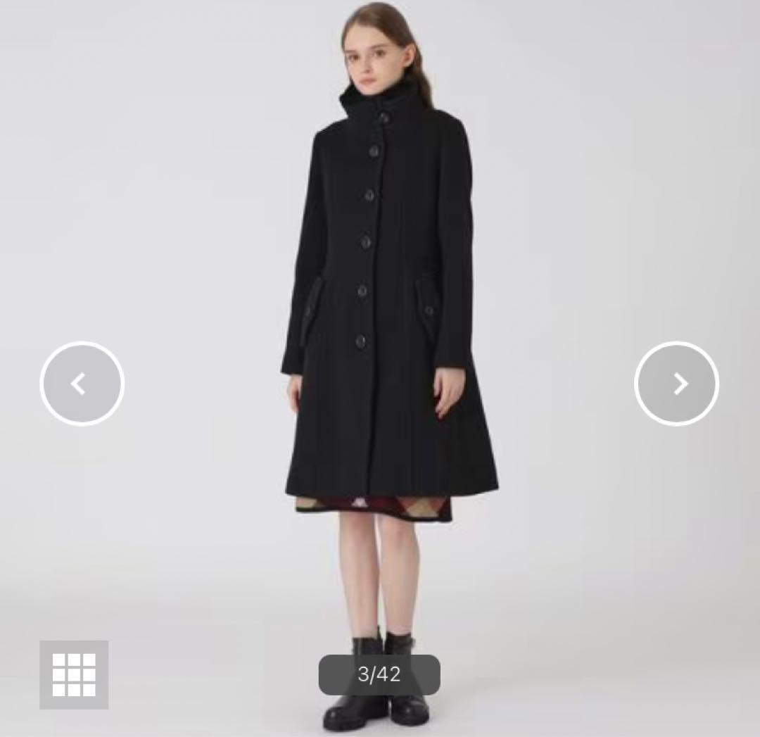 定価8万円超　BLUE LABEL ブラック ファー襟ウールコート