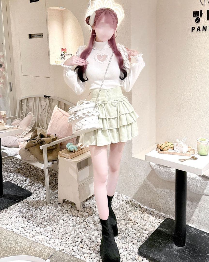 R*読様 【ノベルティ付き】ハニーミュウ ツイードティアードフリルスカート