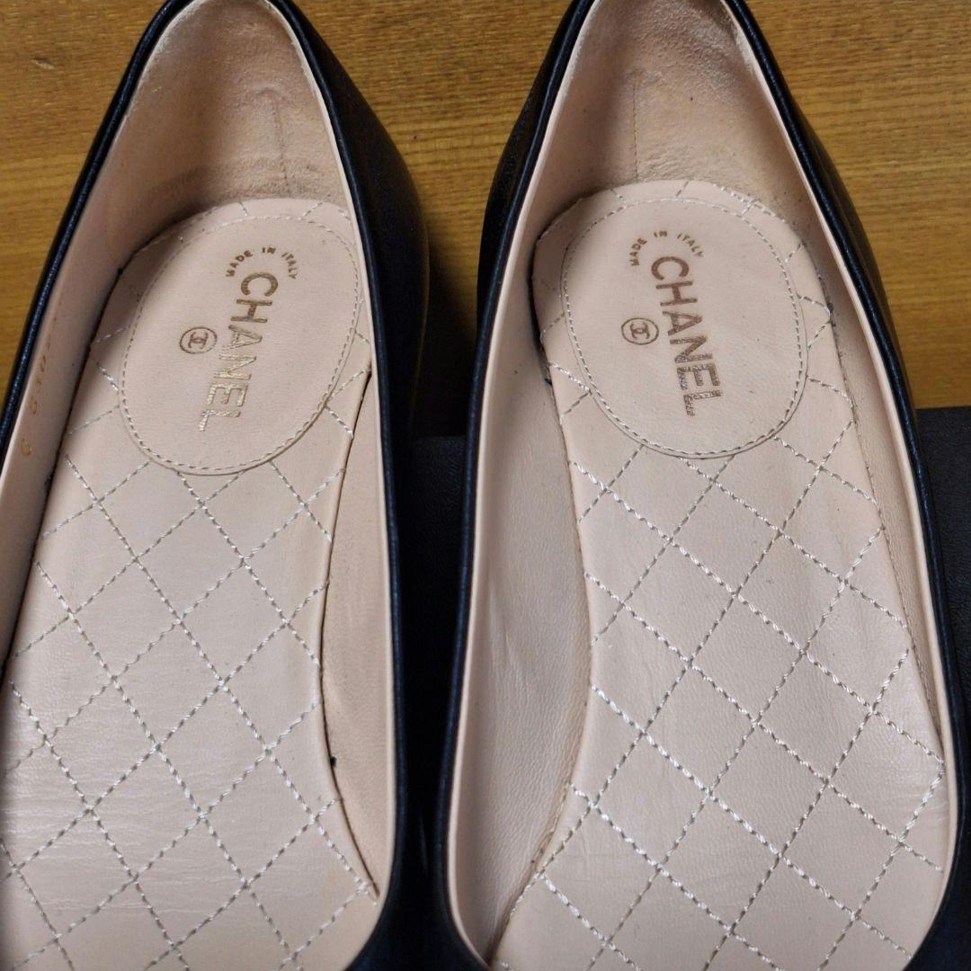 CHANEL ココマーク レザーパンプス 黒 36.5 イタリア製 G30239