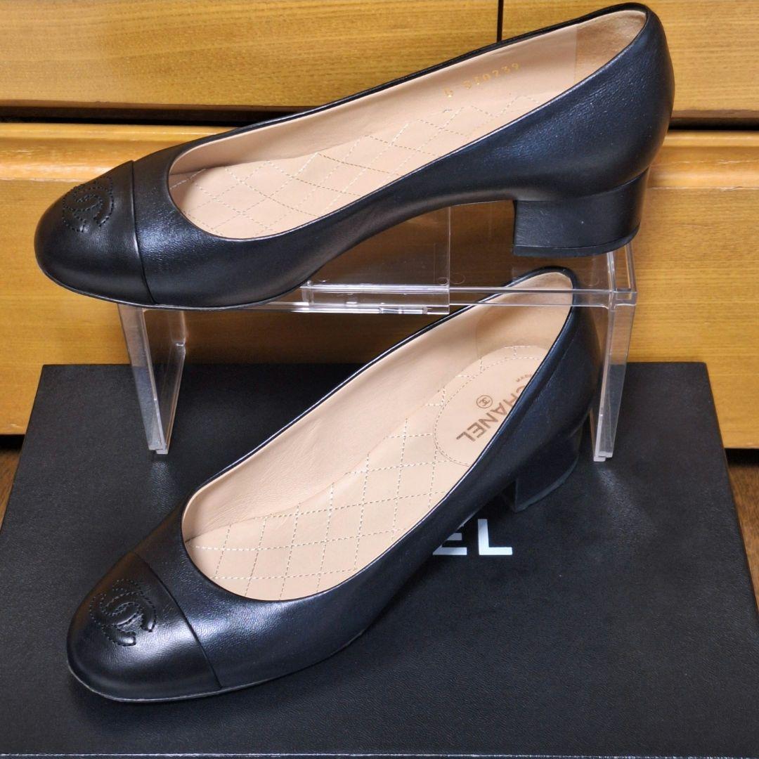CHANEL ココマーク レザーパンプス 黒 36.5 イタリア製 G30239
