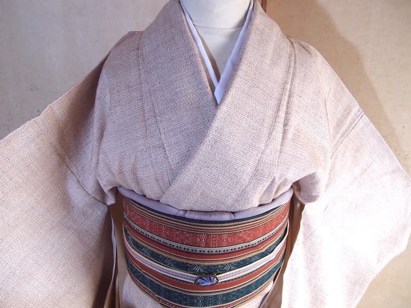 専用　未使用　織りの八寸名古屋帯（縞に抽象唐草文）正絹美品