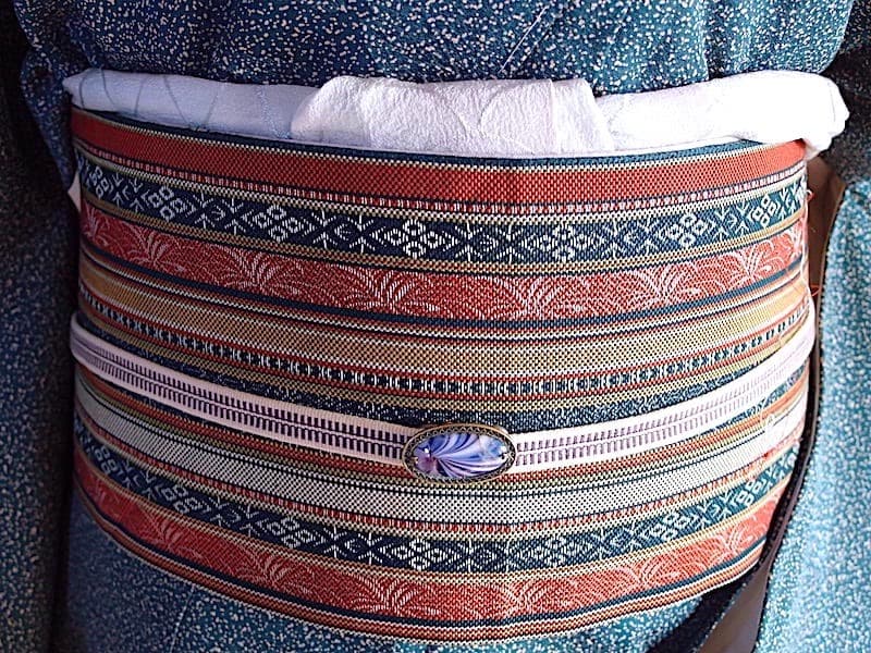 専用　未使用　織りの八寸名古屋帯（縞に抽象唐草文）正絹美品