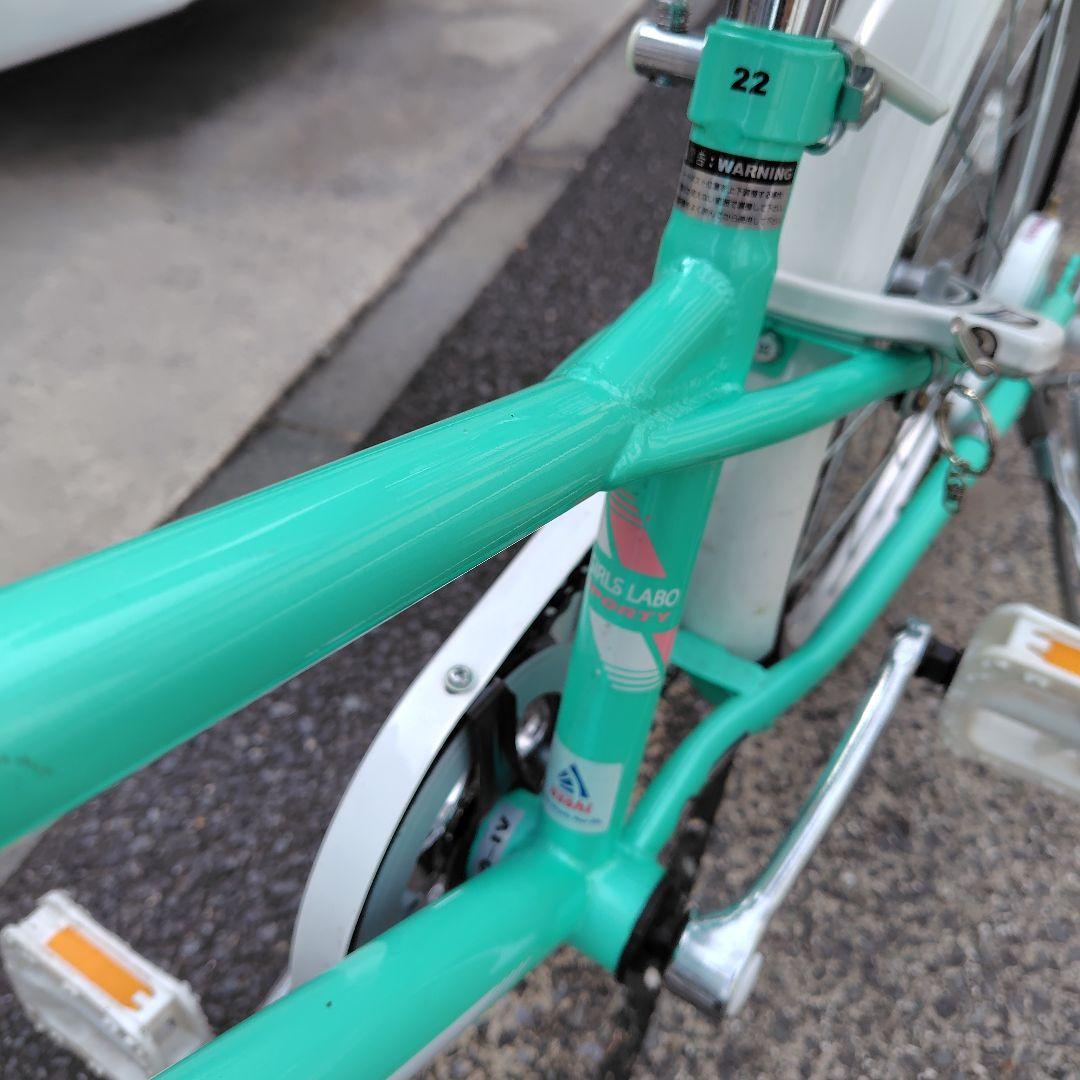 22インチ6段変速付き　アサヒ ジュニアシティ ターコイズ 自転車ヘルメット付き