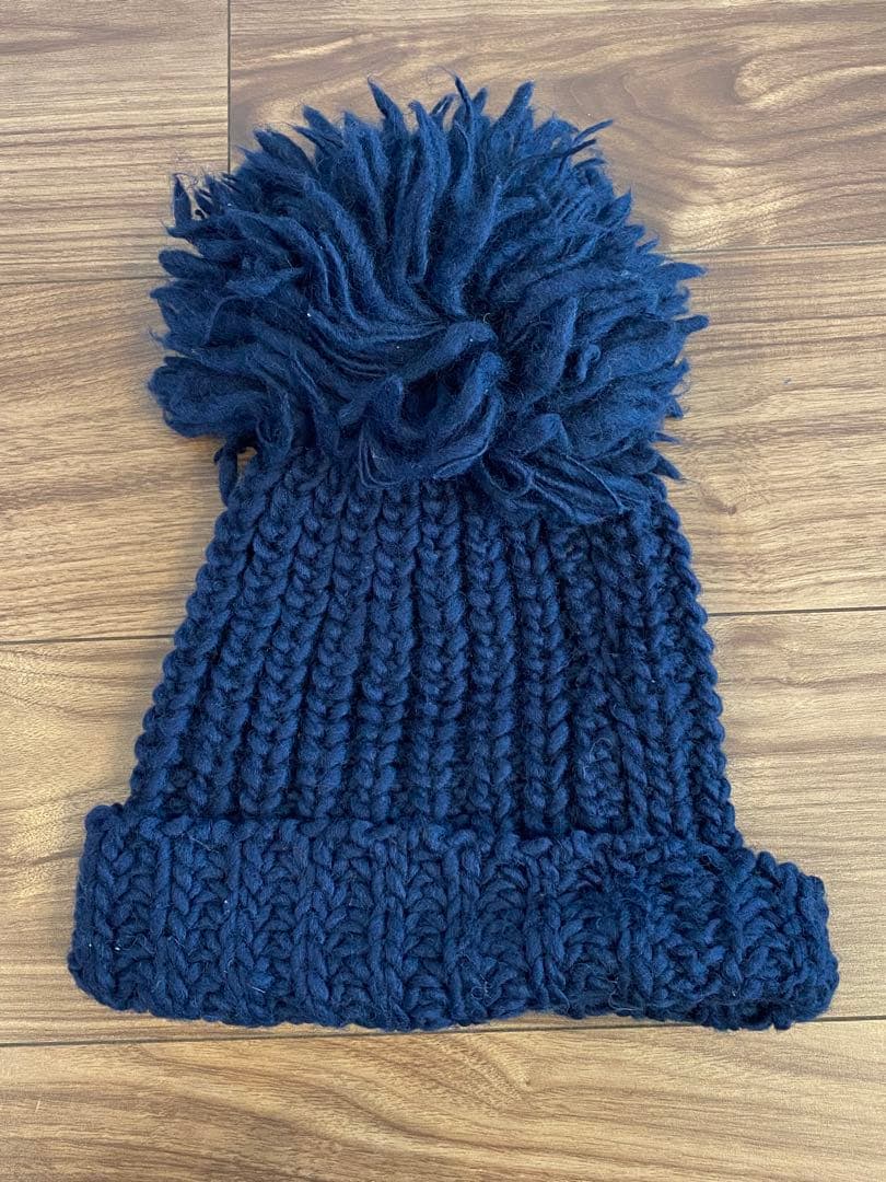 CA4LA ネイビー ポンポン付きニット帽