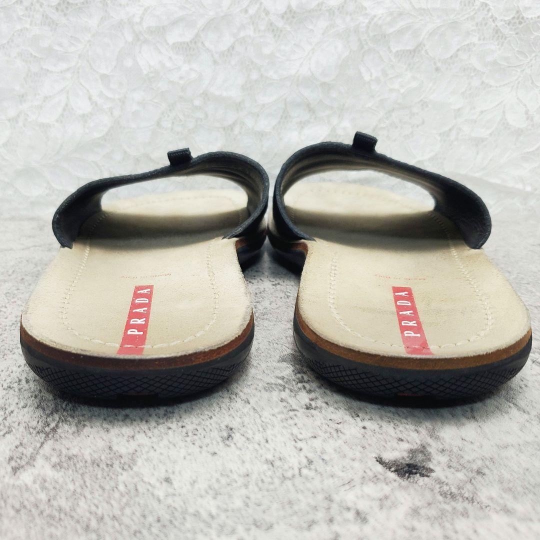 プラダ✨レザー スライドサンダル スリッパ 26～26.5cm 黒 イタリア製