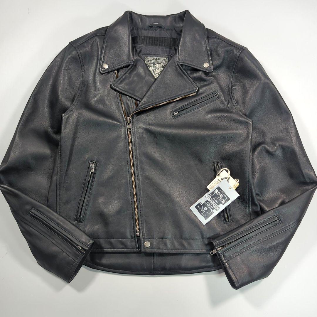 未使用タグ付き.デグナー 2XL ダブルライダース　レザージャケット パット入り