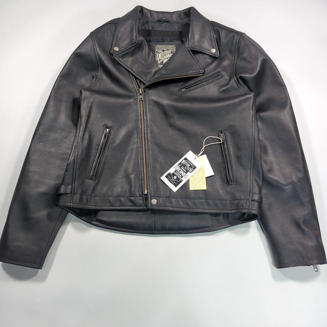 未使用タグ付き.デグナー 2XL ダブルライダース　レザージャケット パット入り
