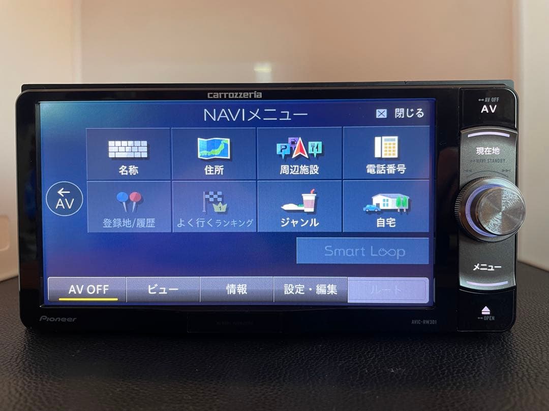 最新地図楽ナビAVIC-RW301 中古200mm7Ｖ型ワンセグTV最新オービス