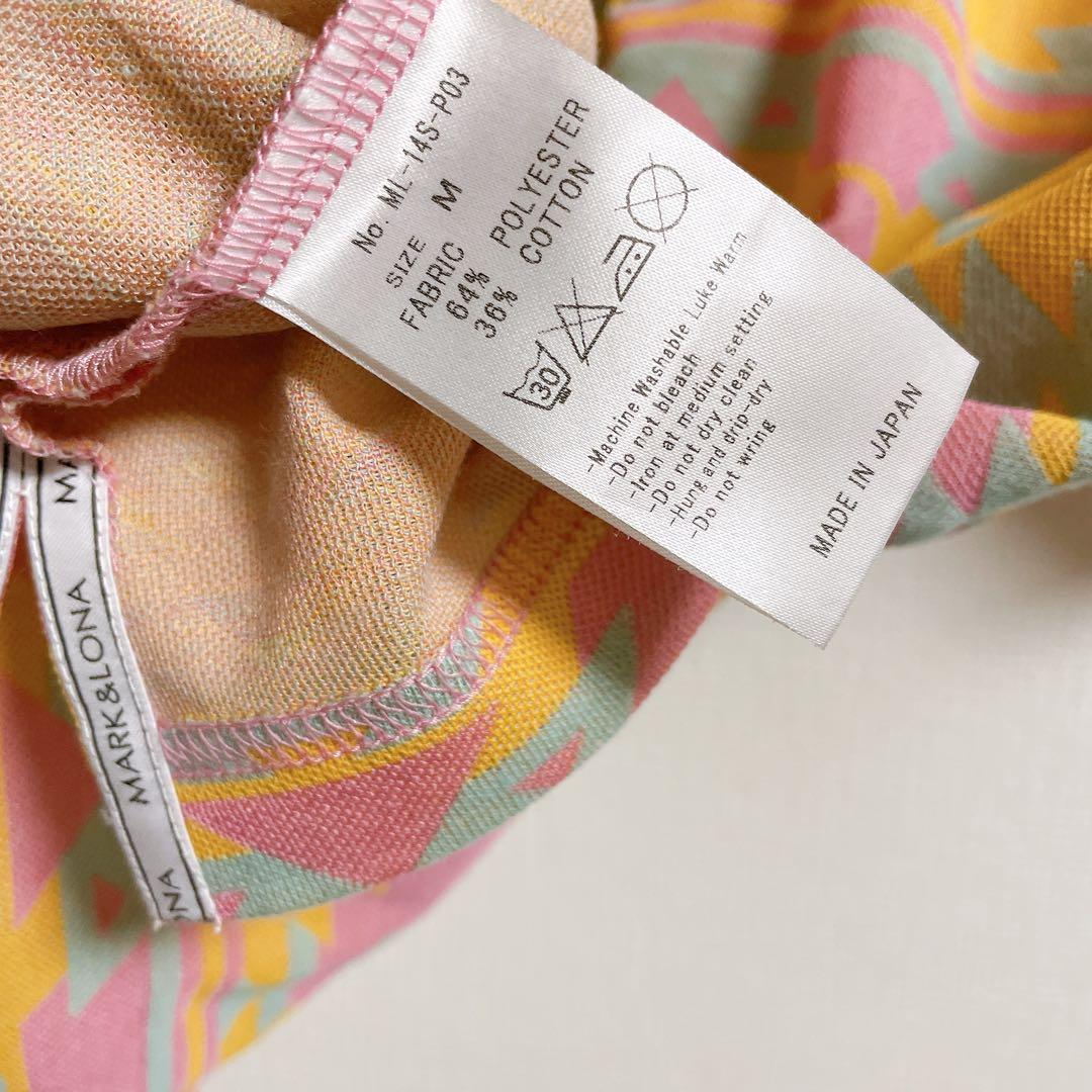 MARK&LONA ストレッチ　ジャガード　スカル　総柄　半袖　ポロシャツ