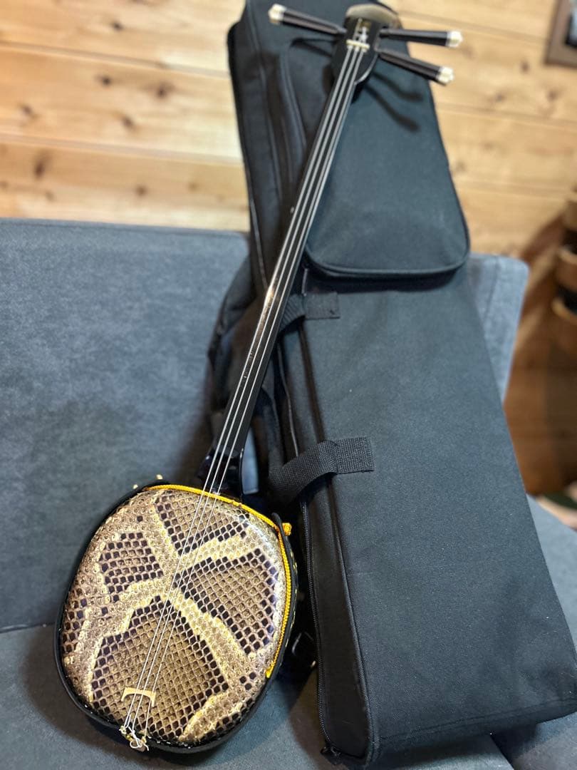 沖縄三線 蛇皮 強化張り・二重張り 沖縄三線