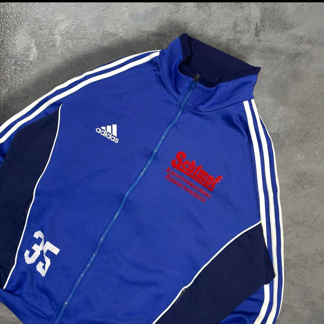 希少 90s アディダス トラックジャケット ドイツ 企業物 青 L ユーロ古着