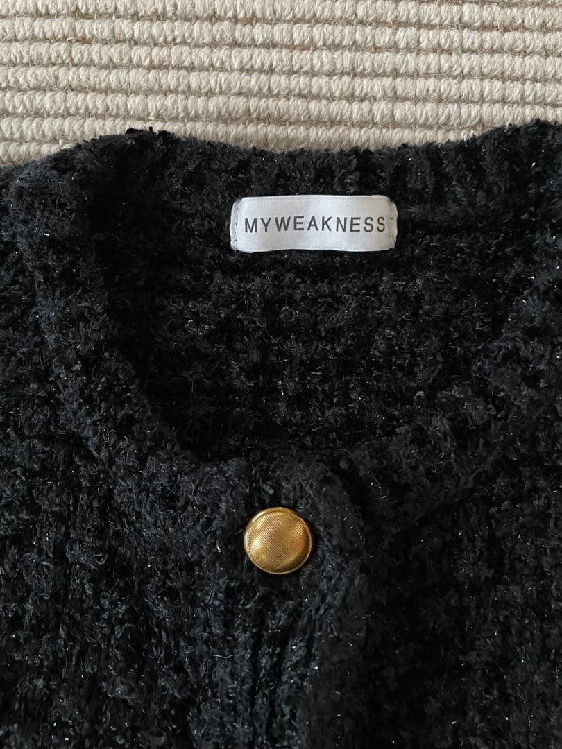 MY WEAKNESS ツイード風ニットジャケット マイウィークネス