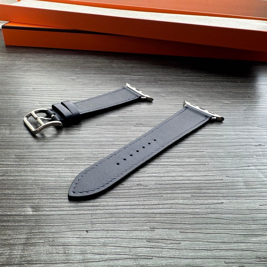 2632 ほぼ未使用　Apple Watch エルメス　ネイビー　レザーバンド