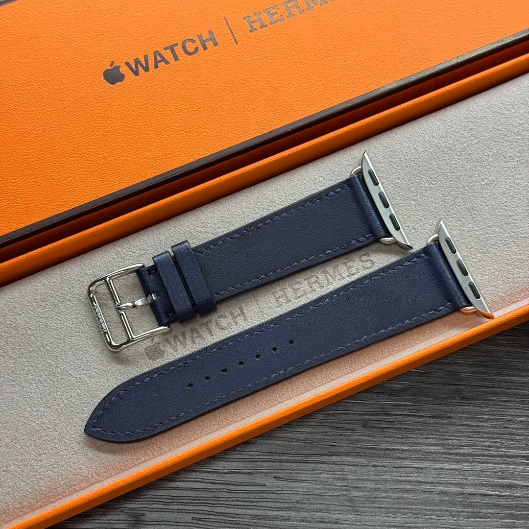 2632 ほぼ未使用　Apple Watch エルメス　ネイビー　レザーバンド
