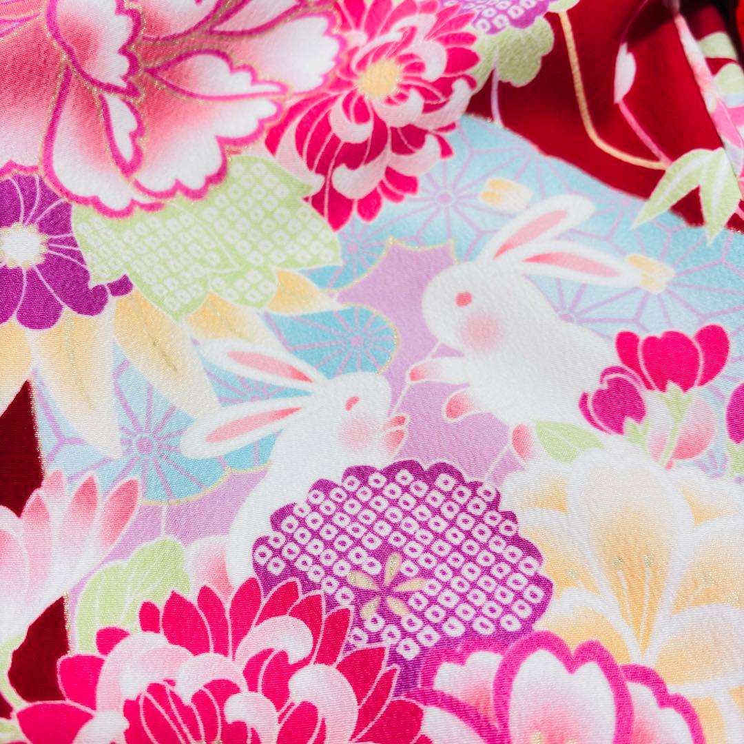 【JAPAN STYLE 】お宮参り 産着 合繊 洗える着物ワインレッド 襦袢付