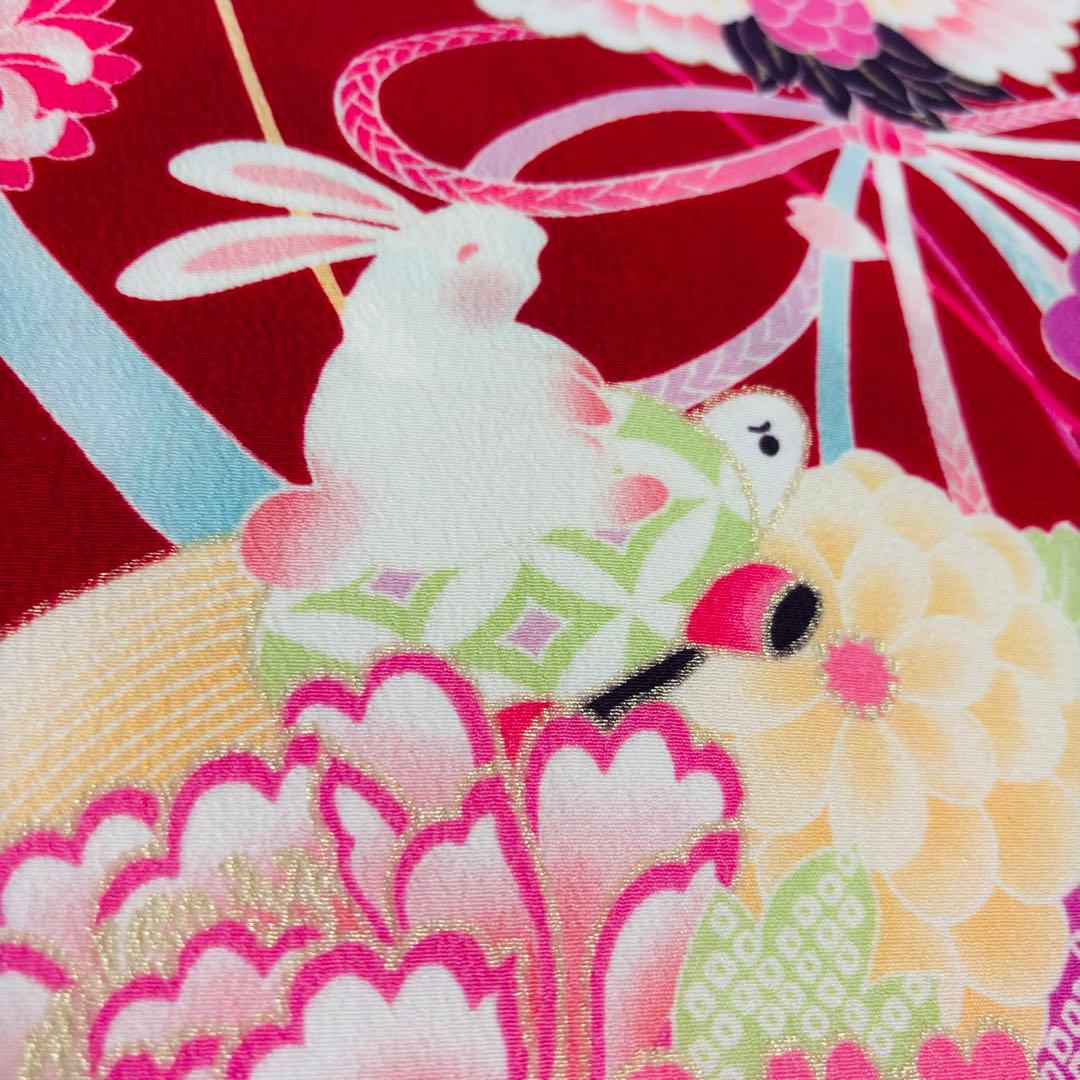 【JAPAN STYLE 】お宮参り 産着 合繊 洗える着物ワインレッド 襦袢付