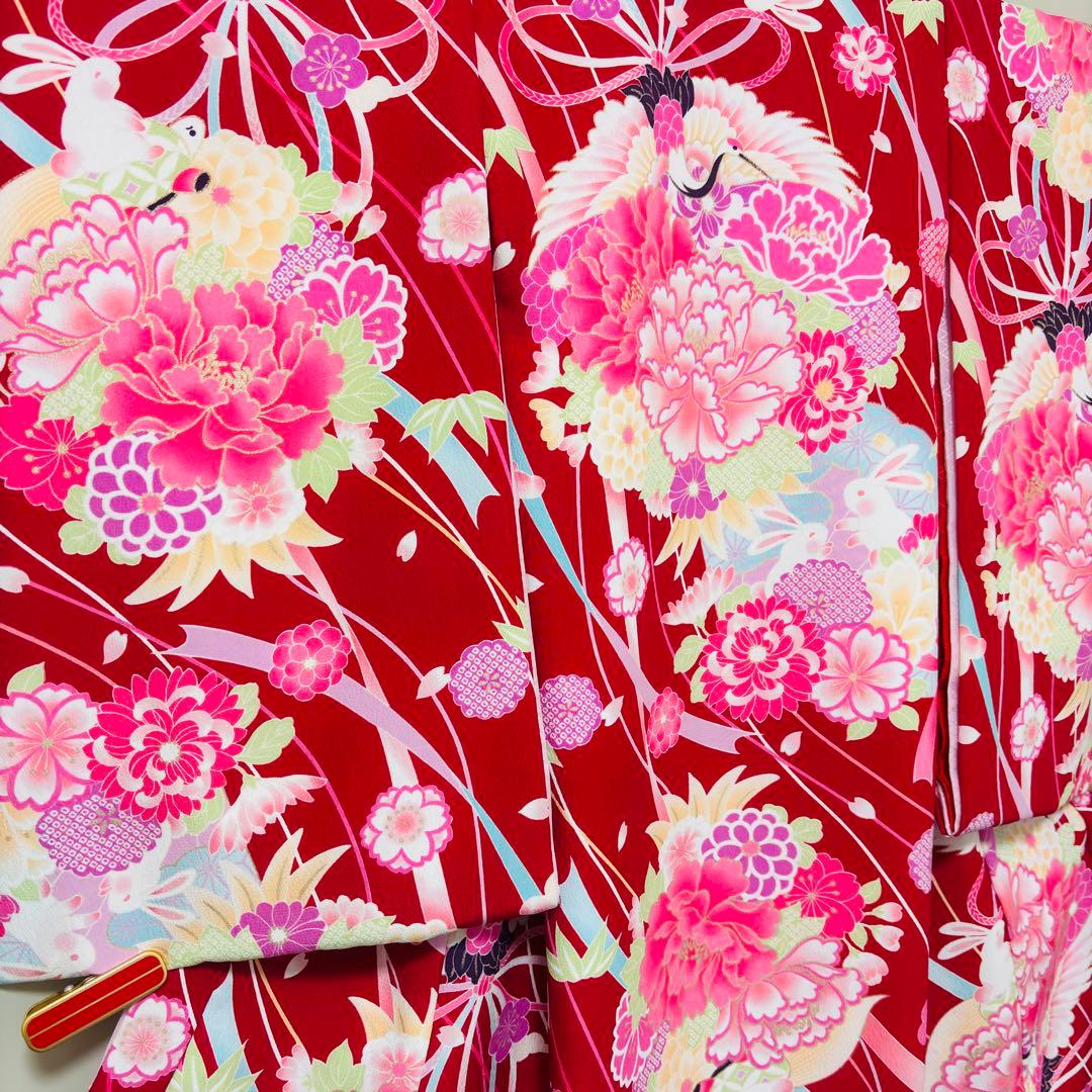 【JAPAN STYLE 】お宮参り 産着 合繊 洗える着物ワインレッド 襦袢付