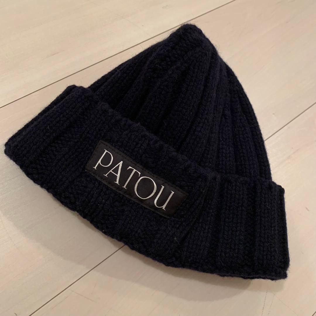 PATOU ネイビー リブ編み ビーニー