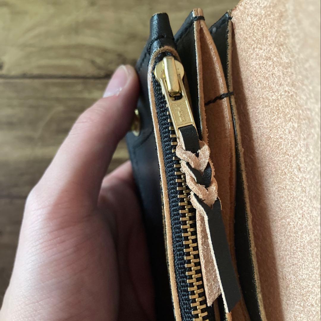 国産ステアハイド トラッカーウォレット150（ミドル）3層 茶芯ブラック