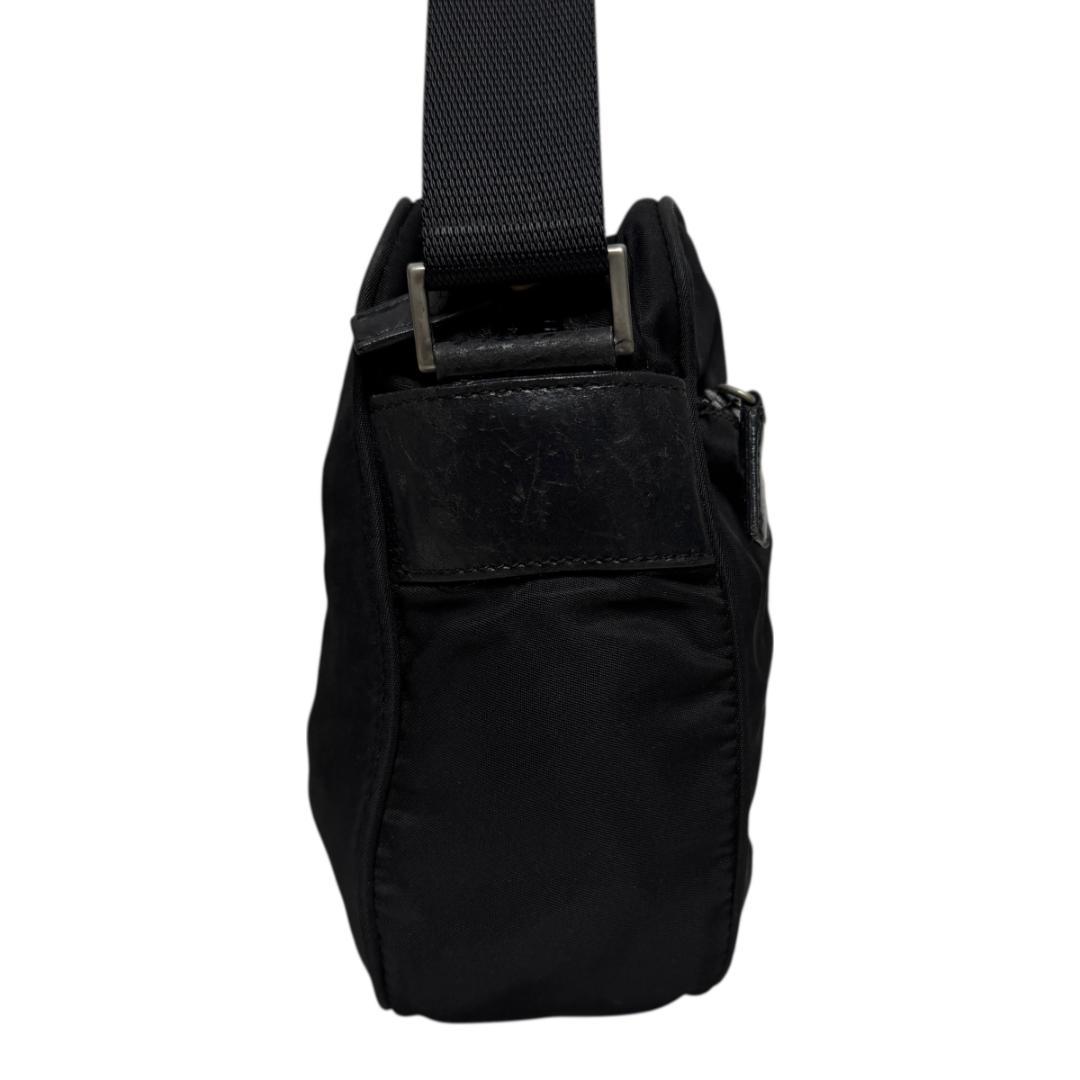 4076 美品 PRADA プラダ ショルダーバッグ 三角ロゴ 白タグ ブラック