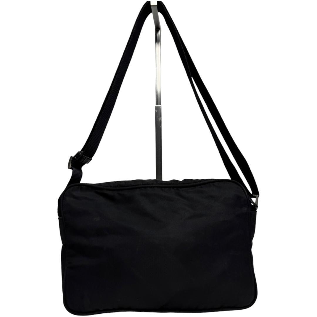 4076 美品 PRADA プラダ ショルダーバッグ 三角ロゴ 白タグ ブラック