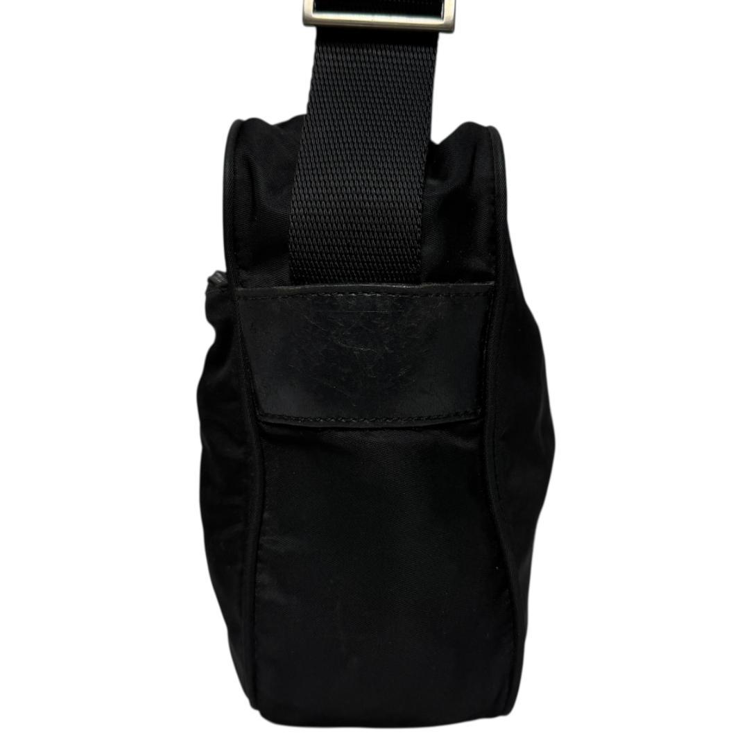 4076 美品 PRADA プラダ ショルダーバッグ 三角ロゴ 白タグ ブラック